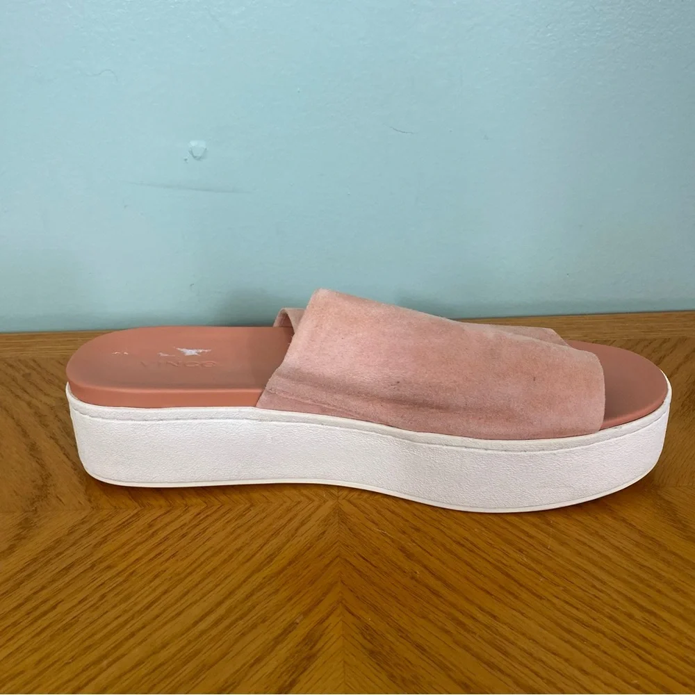 Vince Walford‎ Platform Leather Suede Pink Slides Sandals Size 10